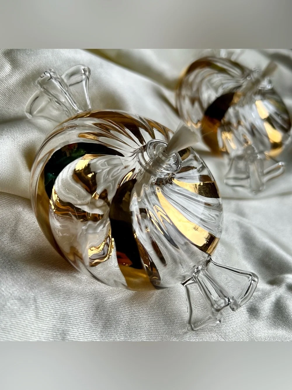 Vintage Princess House Heritage Clear Glass Handblown Candy Swirl Shape Oil Lamp